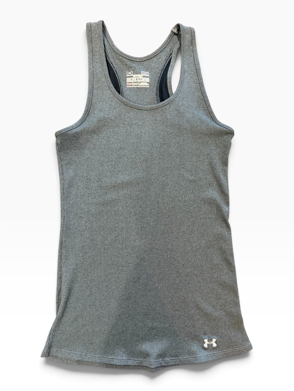 Under Armour HeatGear Fitted Gray Racerback Tank Top, Size Medium